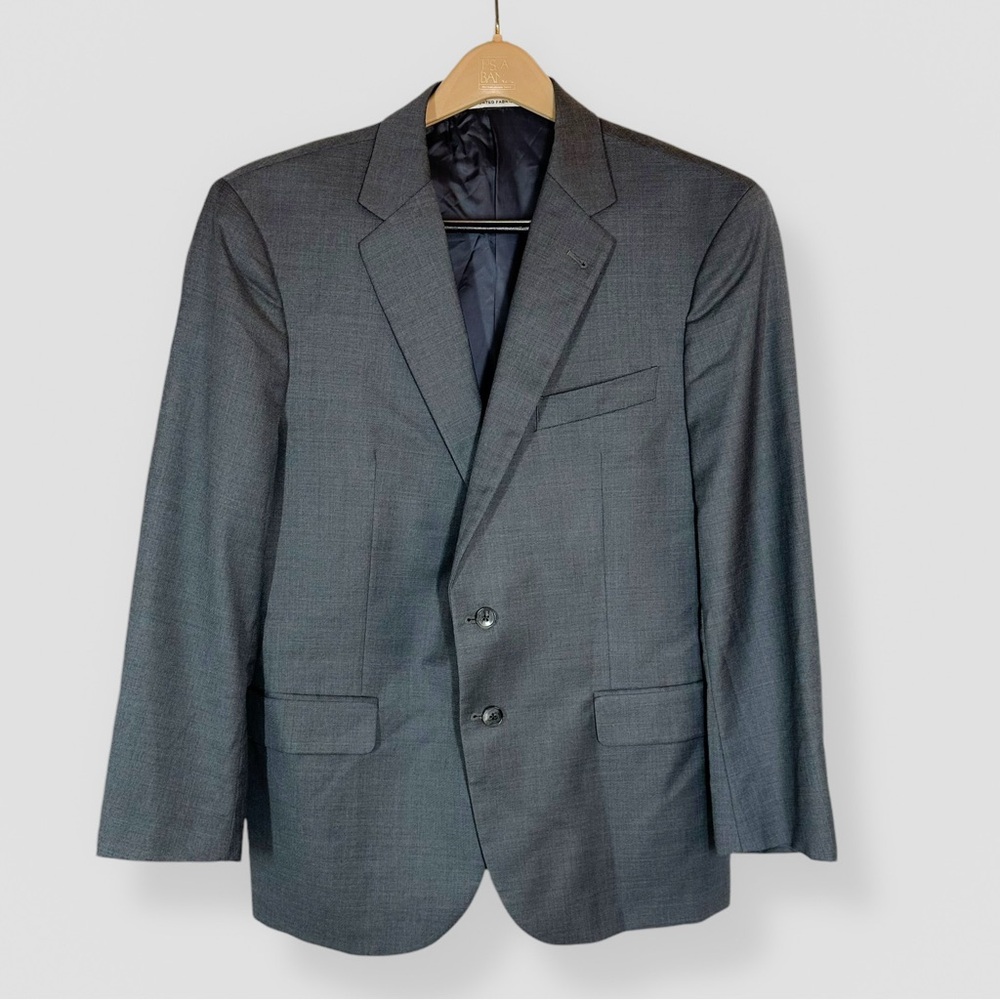 Joseph Abboud Zignone Wool Blazer Sport Coat Super 110s Gray 44S Casual Business